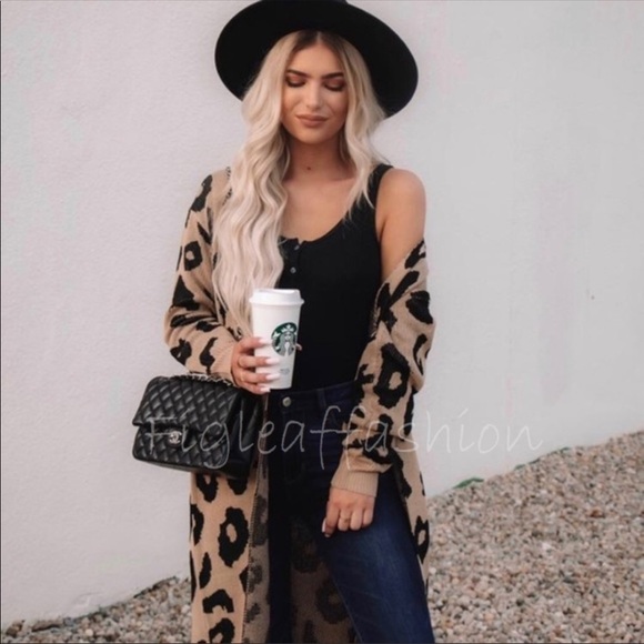 Jackets & Blazers - Animal Print Cardigan Jacket